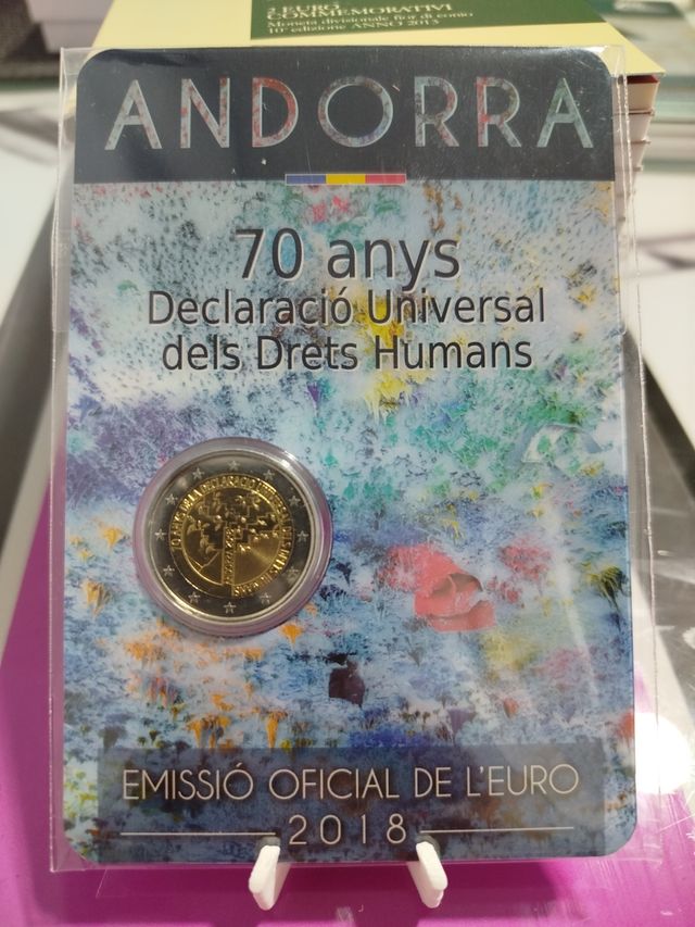 Moneda Andorra 2€ 70 Años Declaración DDHH 2018