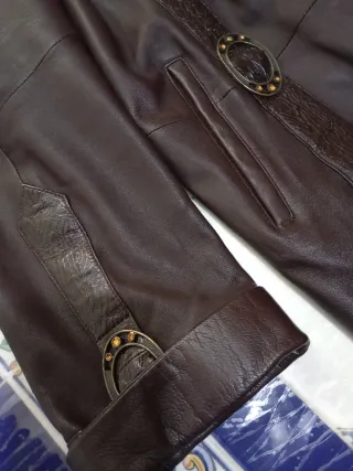 Chaqueta larga de PIEL mujer marrón