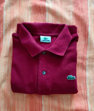 Polo Lacoste Manga Larga color Burdeos Talla XL
