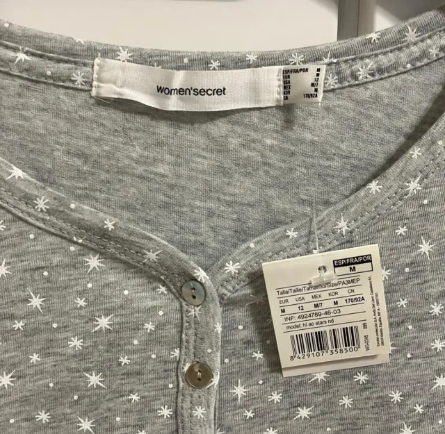 Camisón mujer gris con estrellas blancas