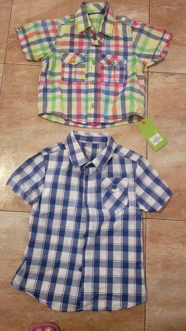Lote 2 Camisas Bebé Manga Corta Cuadros