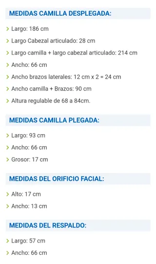 Camilla plegable, accesorios y bolsa de transporte