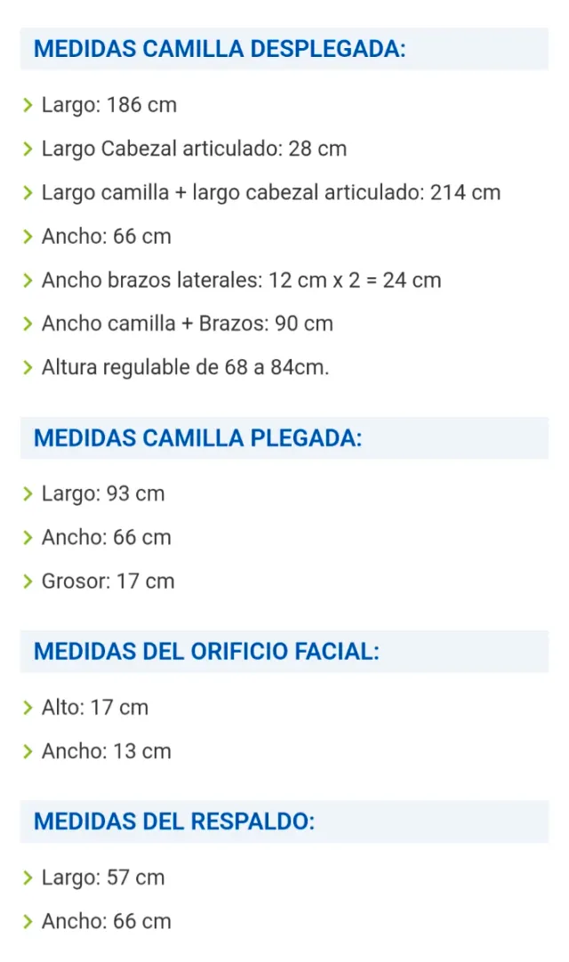 Camilla plegable, accesorios y bolsa de transporte
