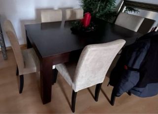 Mesa comedor extensible wengé madera