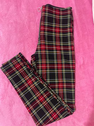 Pantalón de cuadros con cremallera