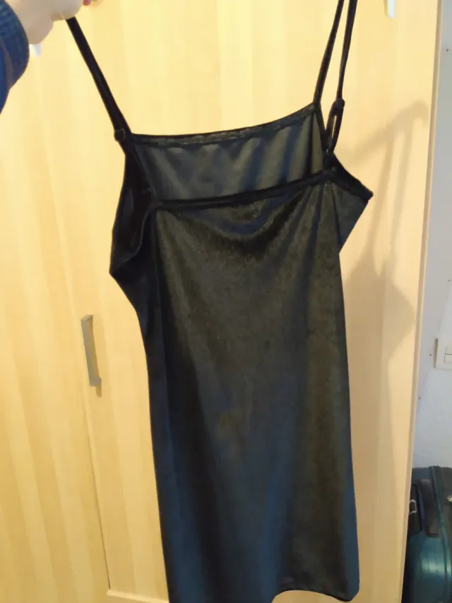 Vestido Terciopelo Negro Artesanal Talla S