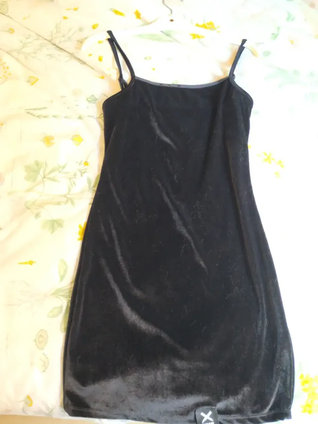 Vestido Terciopelo Negro Artesanal Talla S