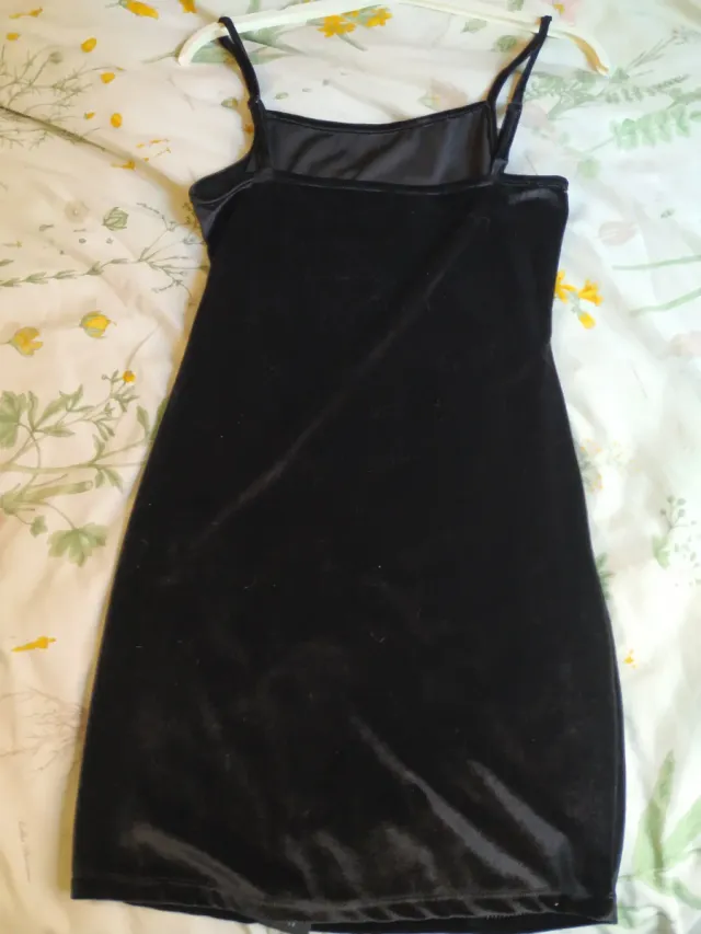 Vestido Terciopelo Negro Artesanal Talla S