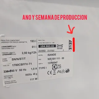 Frigorífico integrable Ikea 700