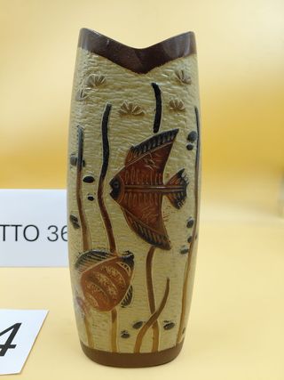 Vaso ceramica decorato pesci