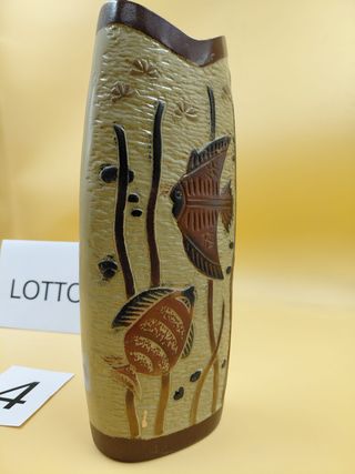 Vaso ceramica decorato pesci