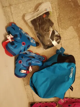 Patines en línea para niños, protecciones y bolsa