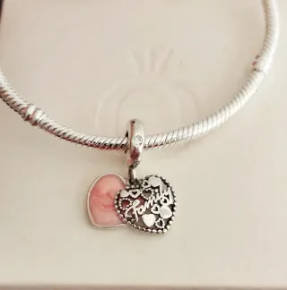 Charm Colgante Doble Corazón Familia