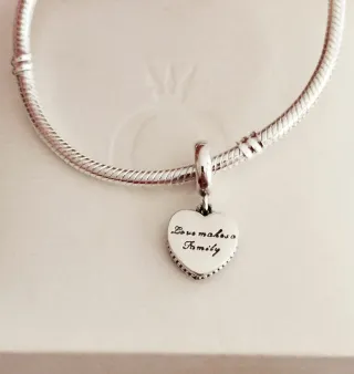 Charm Colgante Doble Corazón Familia