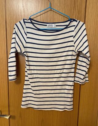 Camiseta marinera Zara rayas azul marino