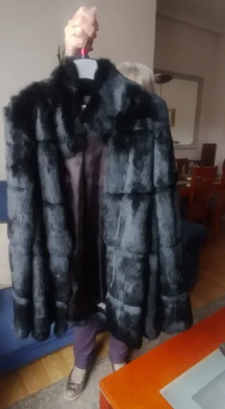 Chaquetón piel conejo negro mujer
