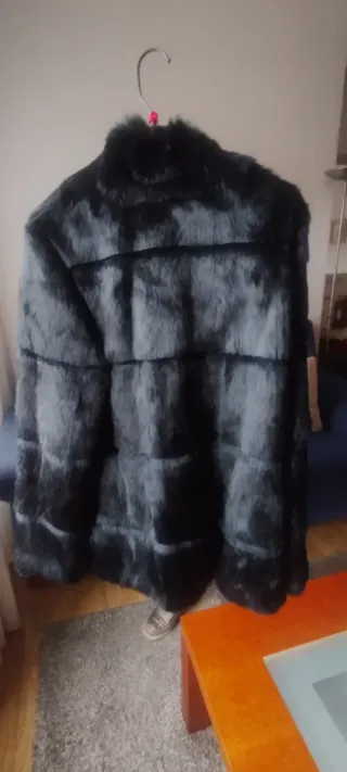 Chaquetón piel conejo negro mujer