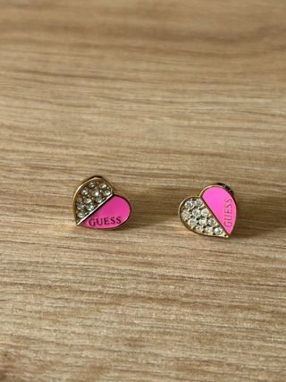 Pendientes Guess Corazón Rosa y Dorado