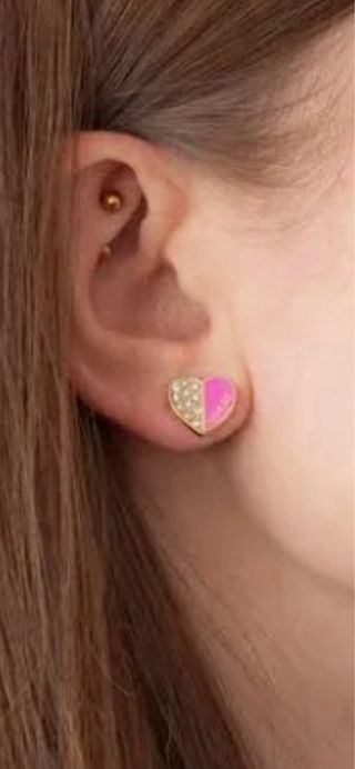 Pendientes Guess Corazón Rosa y Dorado