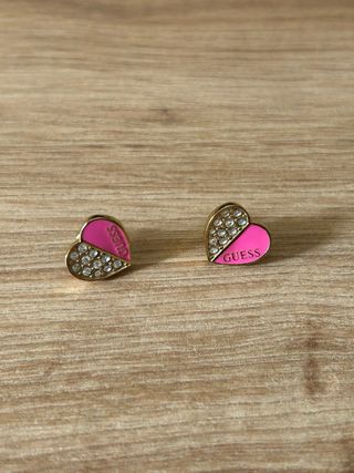 Pendientes Guess Corazón Rosa y Dorado