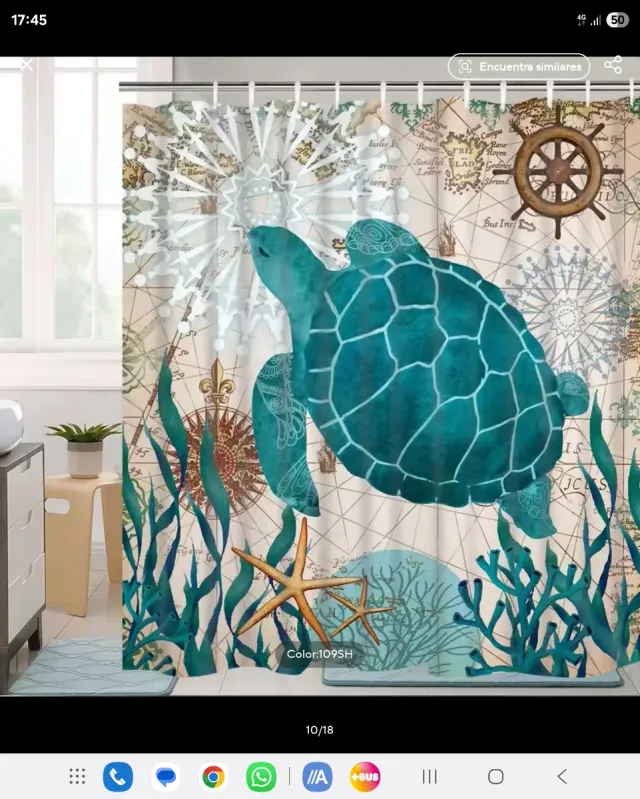 Cortina de ducha tortuga mapa náutico