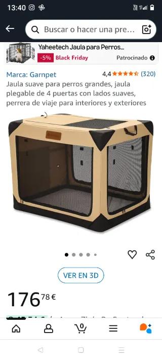 Transportín/Caseta Perro Plegable Beige