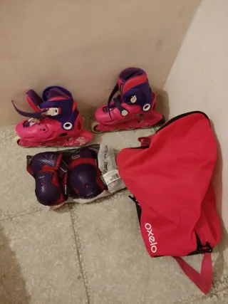 Patines infantiles + protecciones +bolsa