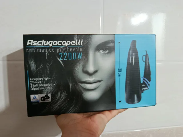 Asciugacapelli con Manico Pieghevole 2200W