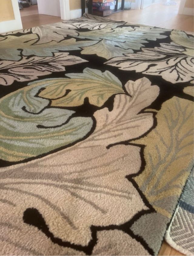 Alfombra Morris & Co Lana Negra y Verde