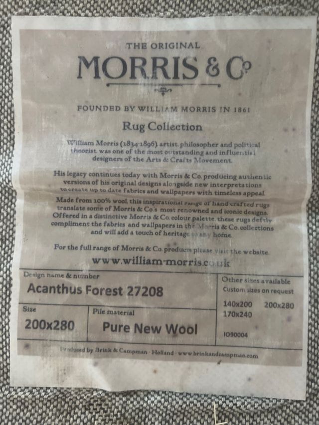 Alfombra Morris & Co Lana Negra y Verde