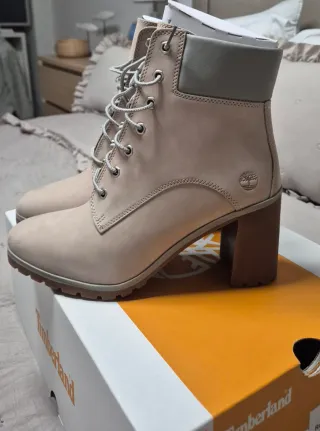 Botines Timberland tacón beige/marrón