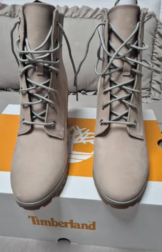 Botines Timberland tacón beige/marrón