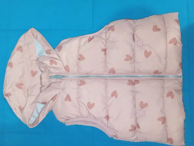 Chaleco niña bebé rosa corazones