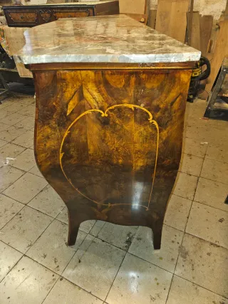 Cassettone antico stile Luigi XV in legno e marmo