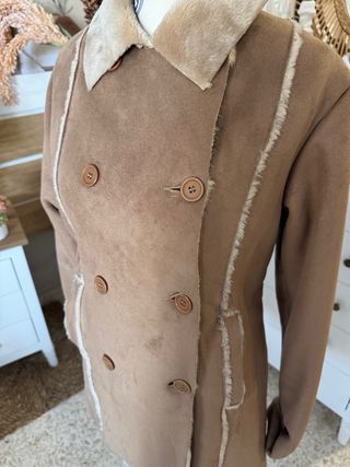 Abrigo Antelina y Pelo Vintage Beige/Marrón