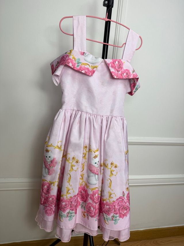 Vestido Rosa Cerimónia Criança Tamanho 8