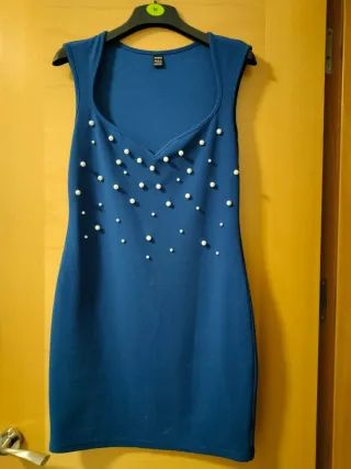 Vestido azul con perlas Talla L
