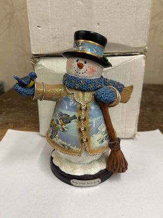 Soprammobile pupazzo neve con uccellino