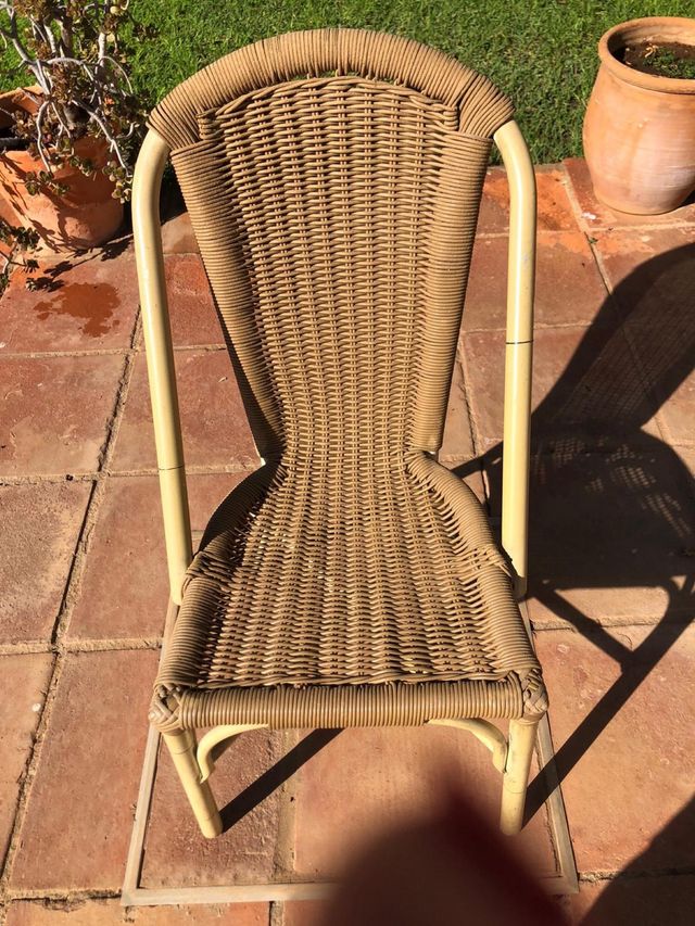 10 Sillas Rattan Beige/Marrón