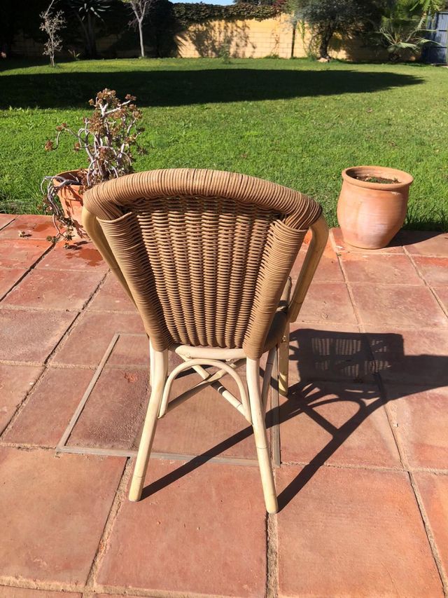 10 Sillas Rattan Beige/Marrón