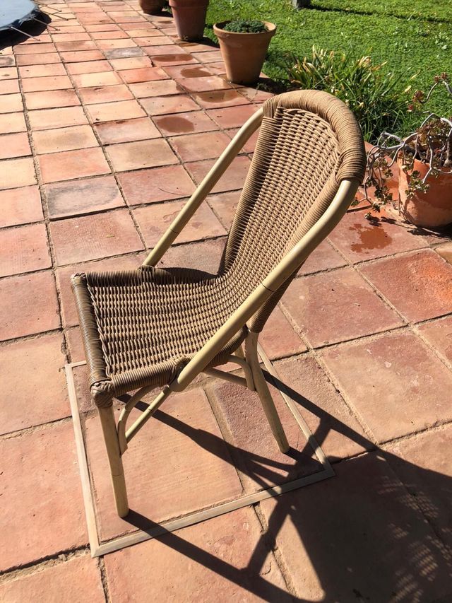 10 Sillas Rattan Beige/Marrón