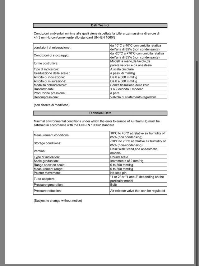 apparecchio per la misurazione della pressione 