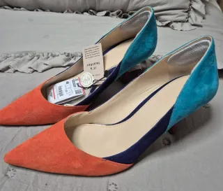 Zapatos Zara Talla 40 Naranja/Turquesa