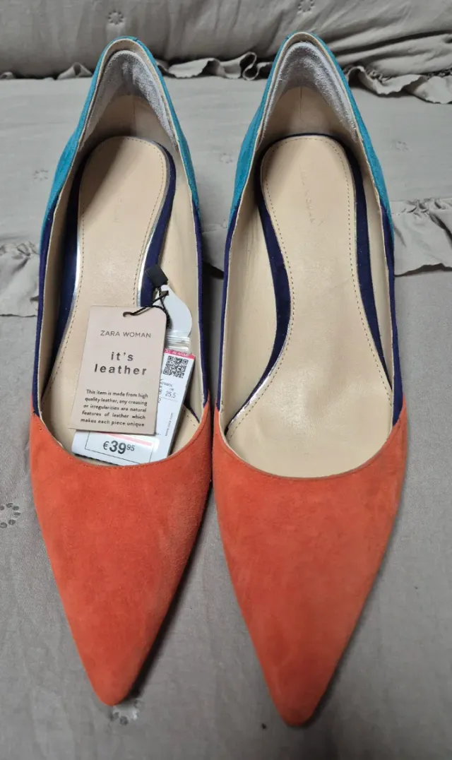 Zapatos Zara Talla 40 Naranja/Turquesa