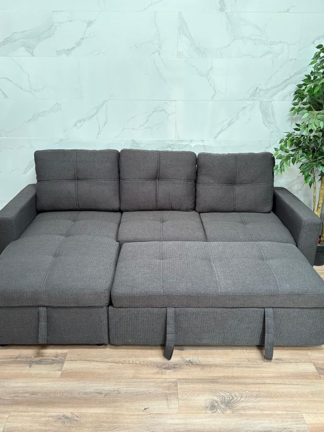 Sofá Cama Chaiselongue Gris Reversible