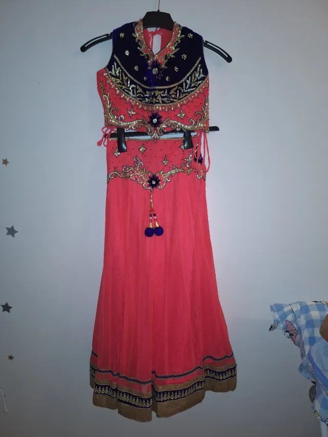 Traje Sari Indio Rosa y Morado