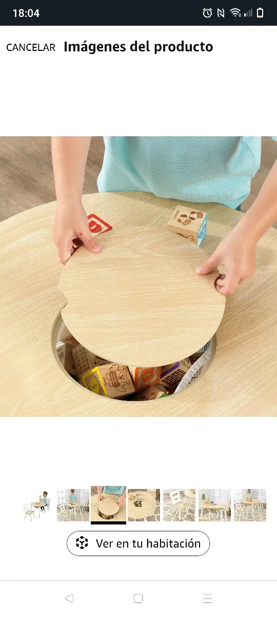 Mesa redonda infantil y 2 sillas madera