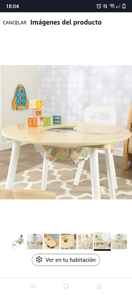 Mesa redonda infantil y 2 sillas madera