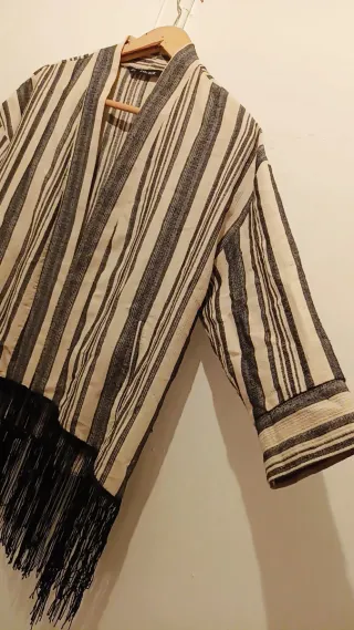 Gabardina de mujer Zara Rayas Beige/Negro Talla Ún