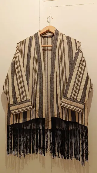 Gabardina de mujer Zara Rayas Beige/Negro Talla Ún